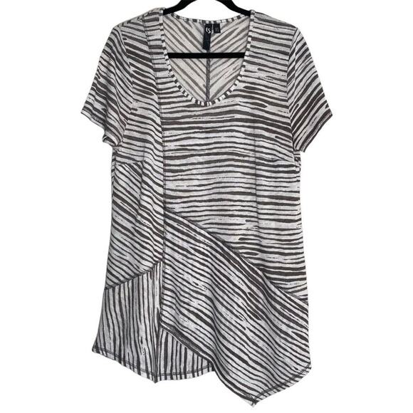 TS Taking Shape Zebra Patchwork Asymmetrical Hem Lagenlook Tunic Small - Picture 1 of 10